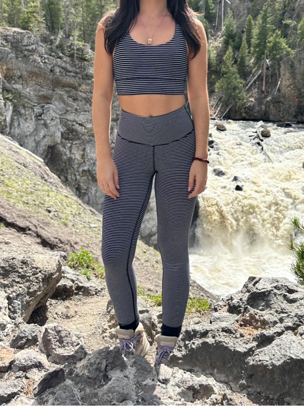 Lululemon Striped Black & White Active Set - bra + Leggings